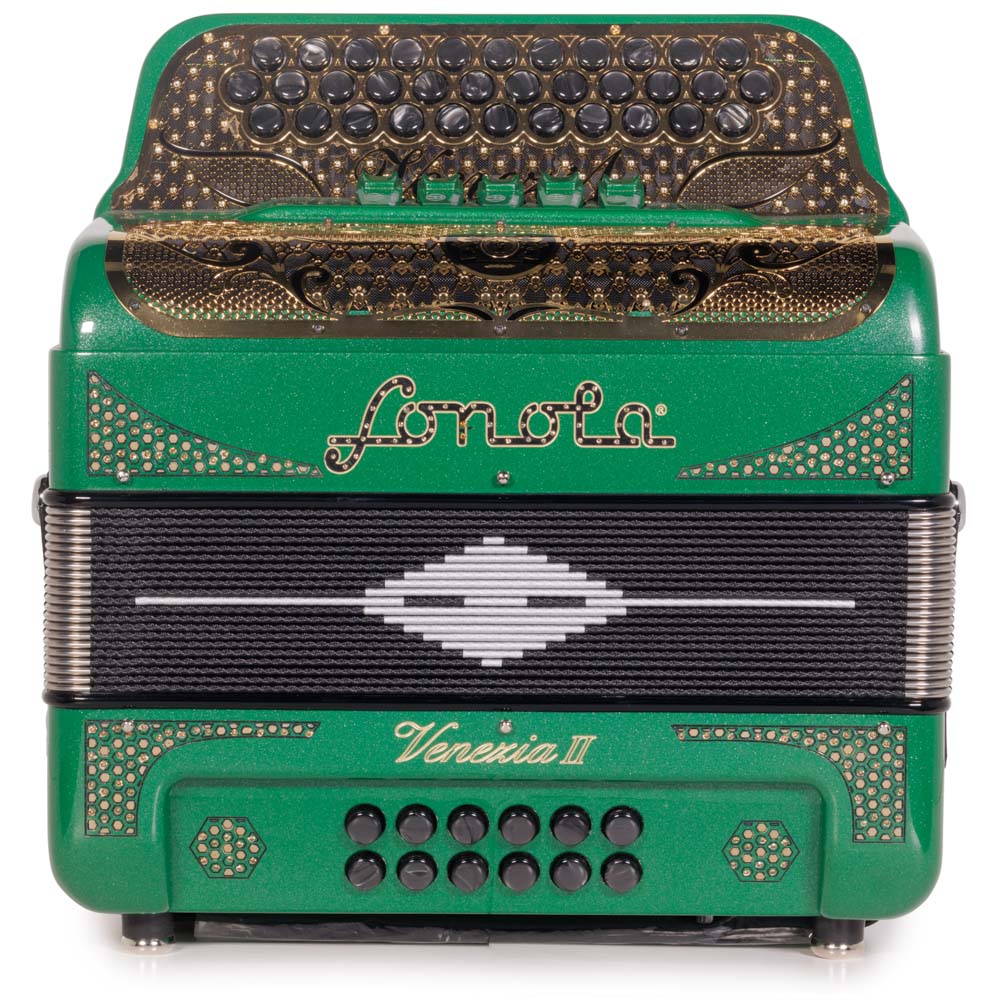 Sonola Venezia II Accordion 5 Switch GCF Green Glitter with Gold-accordion-Sonola-Hermes Music