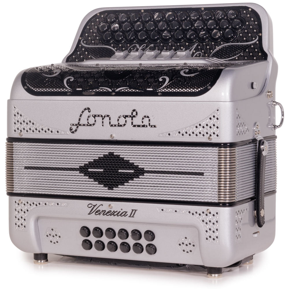 Sonola Venezia II Accordion 5 Switch FBE Silver Glitter with Black-accordion-Sonola-Hermes Music