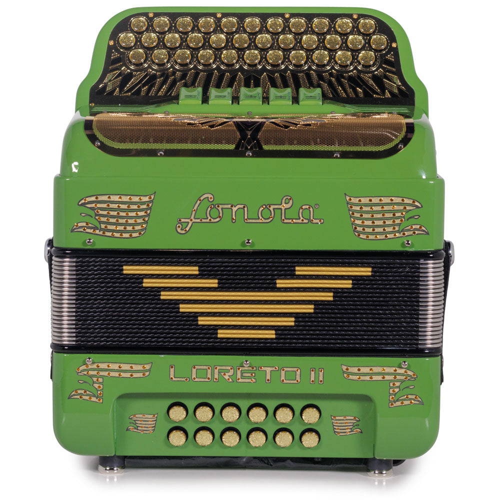 Sonola Loreto II Ultra Compacto Acordeón 5 Registros FBE Aguacate Verde con Dorado