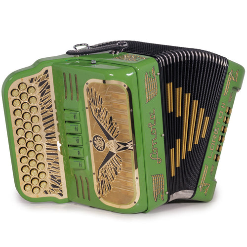 Sonola Loreto II Ultra Compacto Acordeón 5 Registros FBE Aguacate Verde con Dorado