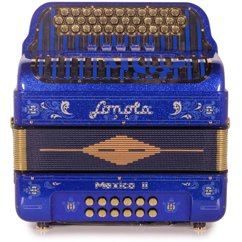 Sonola Mexico II Accordion 5 Switch EAD Blue Glitter with Gold-accordion-Sonola-Hermes Music