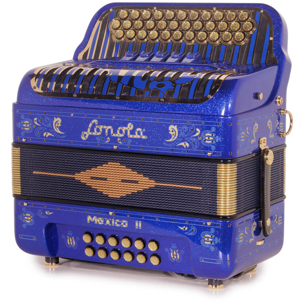 Sonola Mexico II Accordion 5 Switch FBE Blue Glitter with Gold-accordion-Sonola-Hermes Music