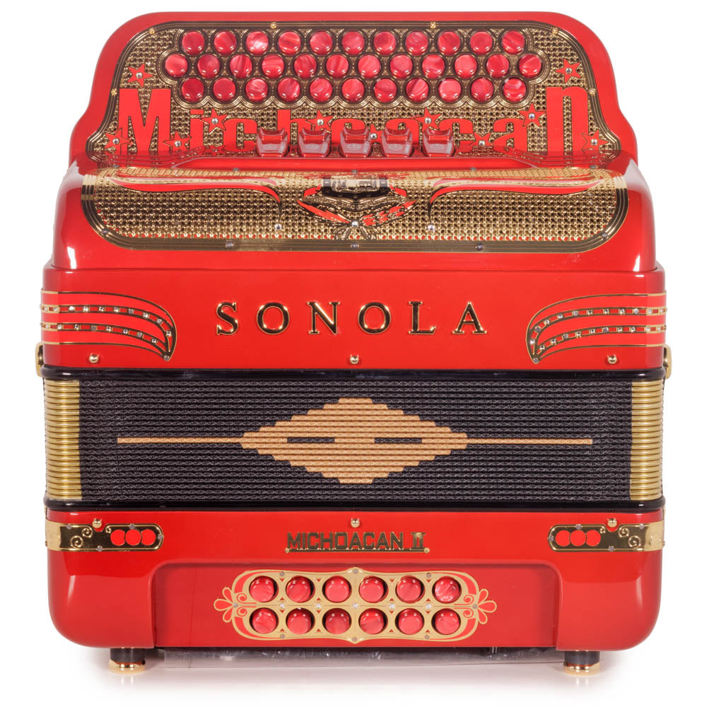 Sonola Michoacan Special Edition Accordion 5 Switch EAD Red with Gold-accordion-Sonola-Hermes Music