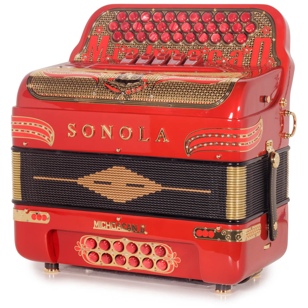 Sonola Michoacan Special Edition Accordion 5 Switch EAD Red with Gold-accordion-Sonola-Hermes Music