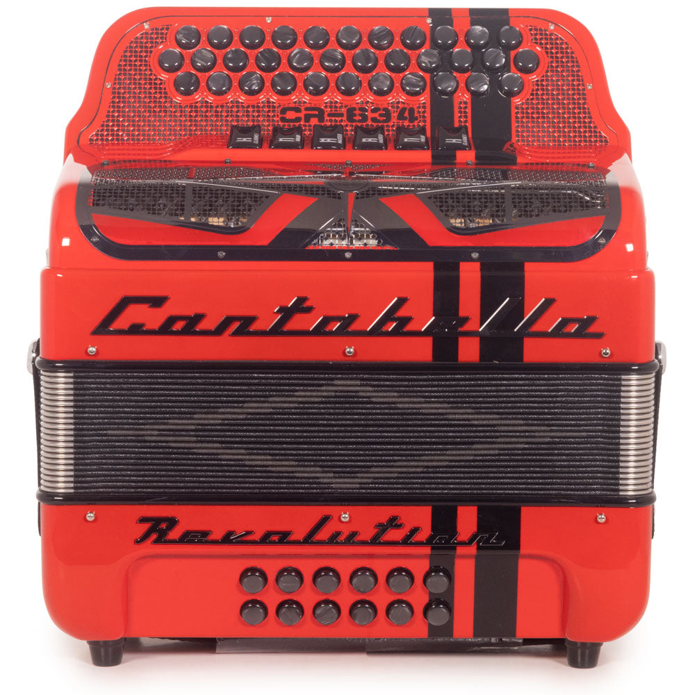 Cantabella Revolution 634 Accordion 6 Switch FBE/GCF Red-accordion-Cantabella-Hermes Music