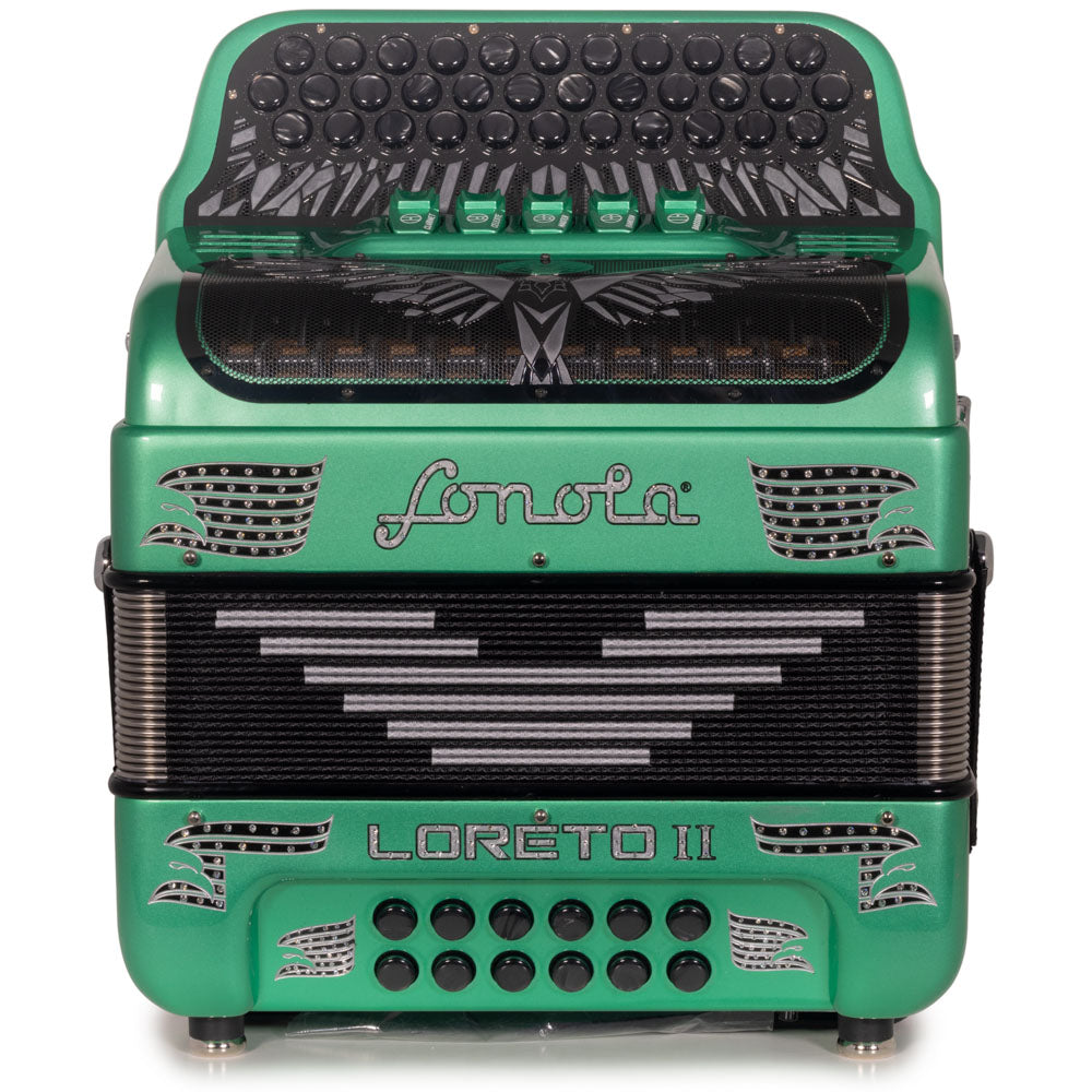Sonola Loreto II Compact II Accordion 5 Switch FBE Light Green with Silver Designs-accordion-Sonola-Hermes Music
