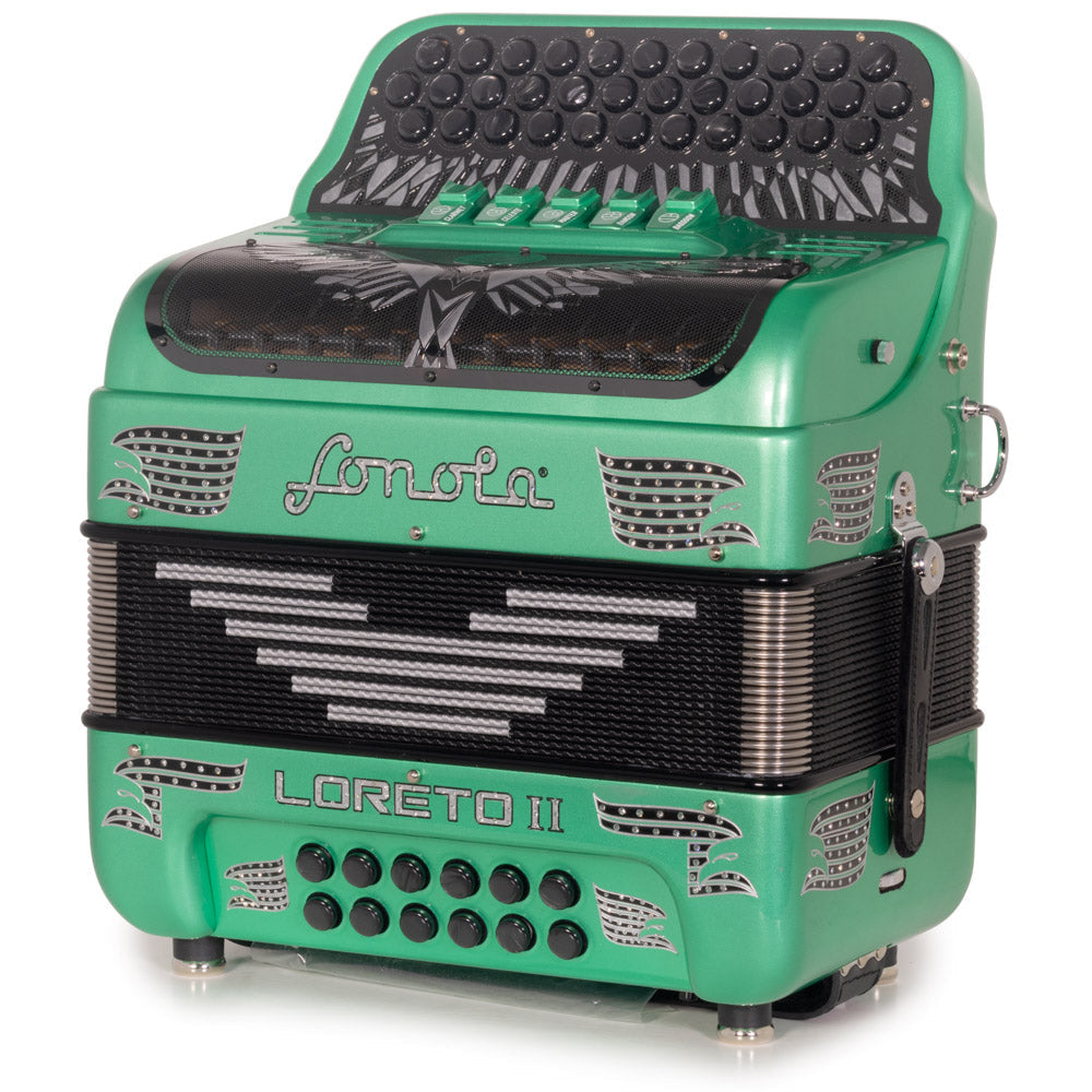 Sonola Loreto II Compact II Accordion 5 Switch FBE Light Green with Silver Designs-accordion-Sonola-Hermes Music