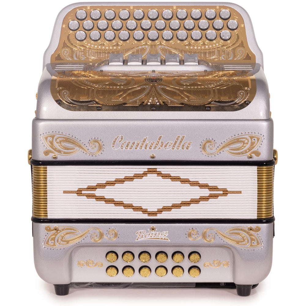 Cantabella Reina Ultra Compact Accordion 5 Switch FBE Silver with Harmonik Microphone-Accordions & Concertinas-Cantabella-Hermes Music