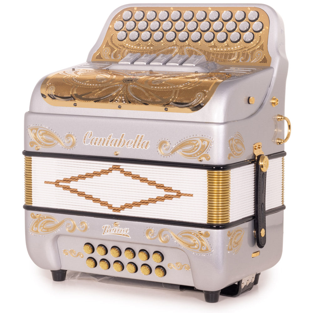 Cantabella Reina Ultra Compact Accordion 5 Switch FBE Silver with Harmonik Microphone-Accordions & Concertinas-Cantabella-Hermes Music