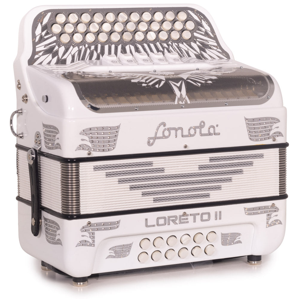 Sonola Loreto II Accordion 5 Switch FBE White-Accordions & Concertinas-Sonola-Hermes Music