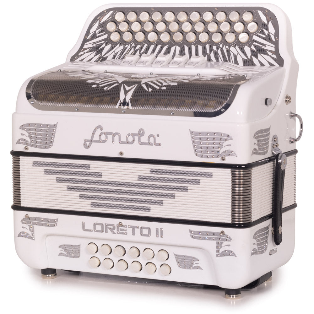 Sonola Loreto II Accordion 5 Switch FBE White-Accordions & Concertinas-Sonola-Hermes Music