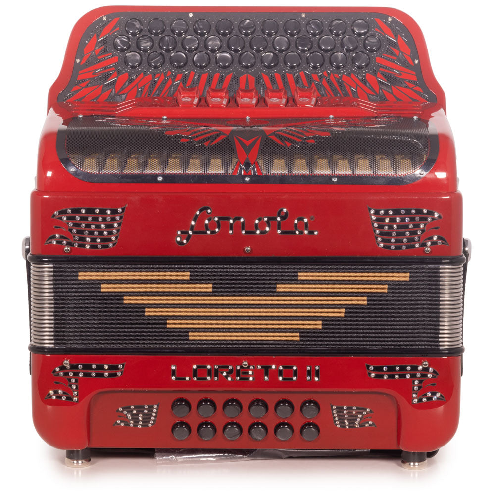 Sonola Loreto II Accordion 5 Switch FBE Red with Black-accordion-Sonola-Hermes Music