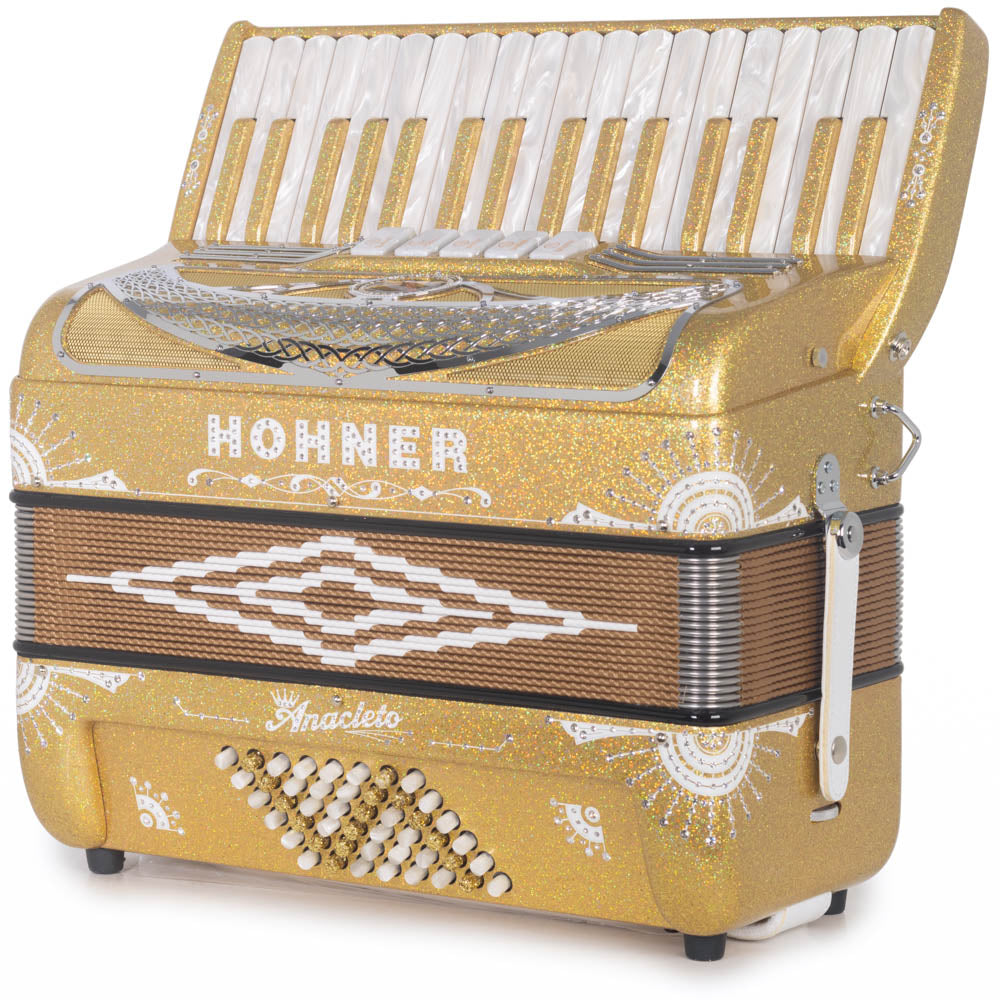 Anacleto Latino III Accordion 34/48 5 Switch Holographic Gold Accordion-Accordions & Concertinas-Anacleto- Hermes Music