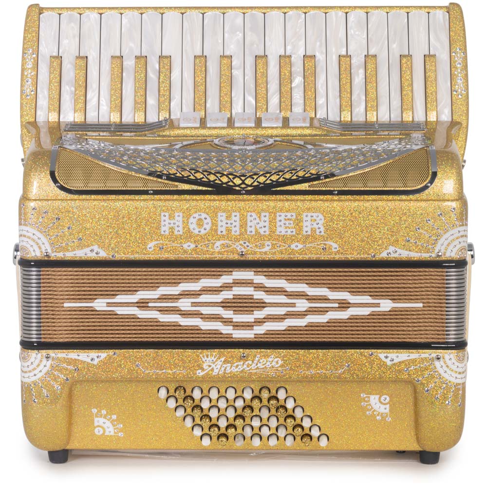 Anacleto Latino III Accordion 34/48 5 Switch Holographic Gold Accordion-Accordions & Concertinas-Anacleto- Hermes Music