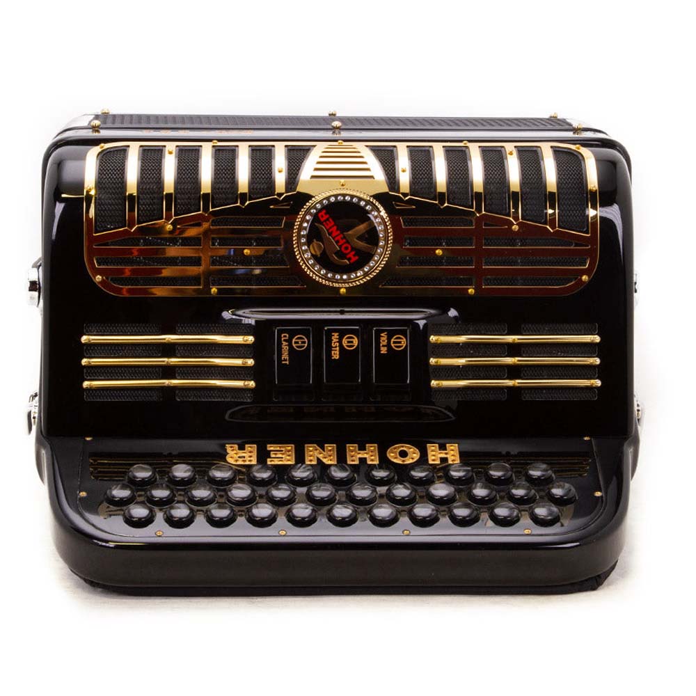 Anacleto Mark III EAD Black with Gold Designs-accordion-Anacleto- Hermes Music
