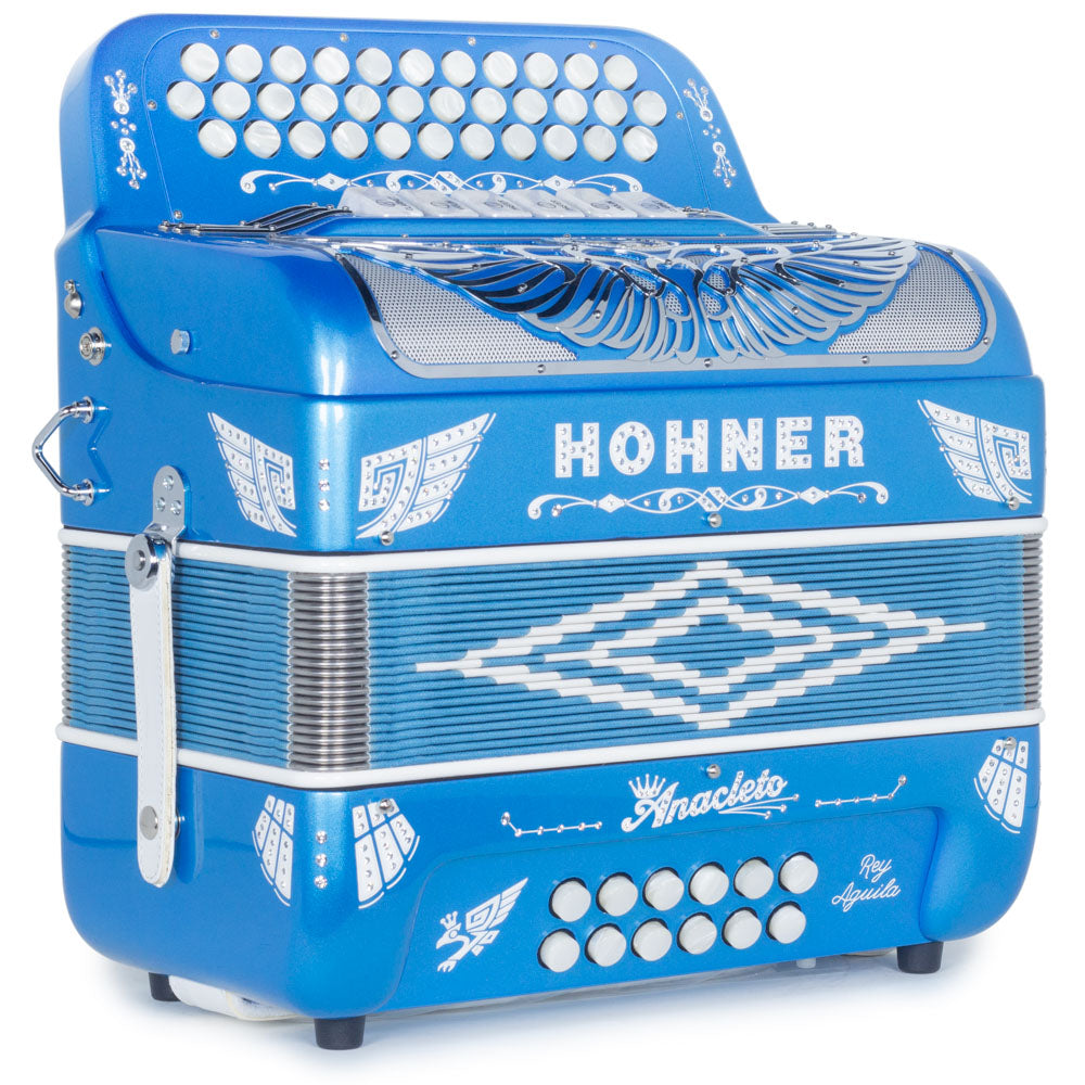 Anacleto Rey Aguila Accordion 6S FBE/GCF Blue Alpha Glossy-accordion-Anacleto- Hermes Music