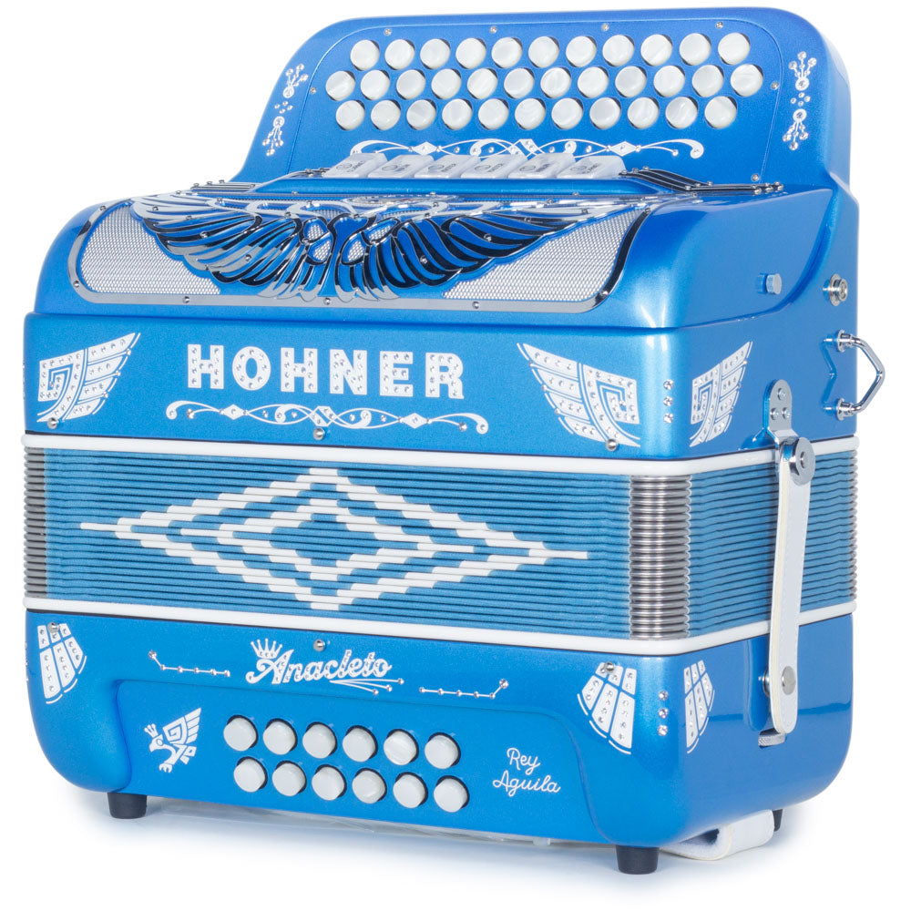 Anacleto Rey Aguila Accordion 6S FBE/GCF Blue Alpha Glossy-accordion-Anacleto- Hermes Music