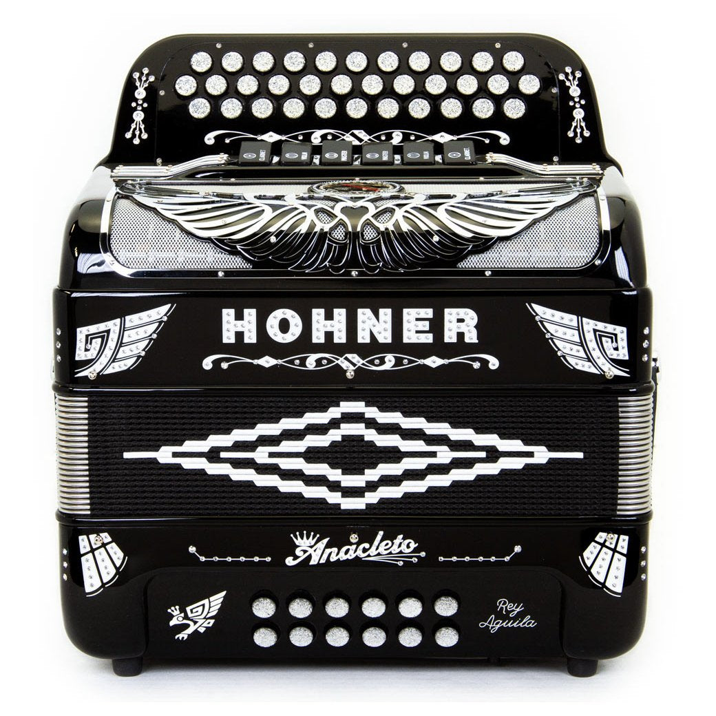 Anacleto Rey Aguila Accordion FBE/GCF 6 Switch Black-Accordions & Concertinas-Anacleto- Hermes Music