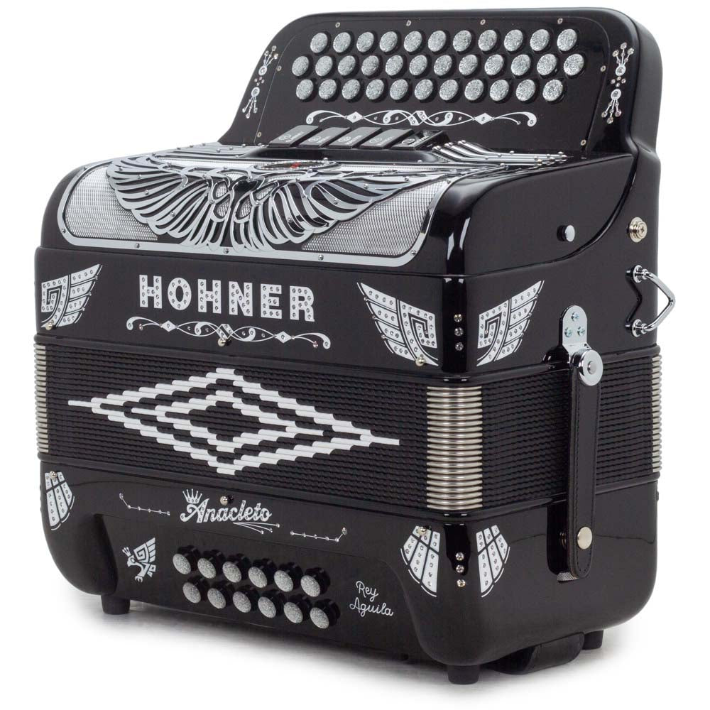 Anacleto Rey Aguila FBE 5 Switches Black Compact-accordion-Anacleto- Hermes Music