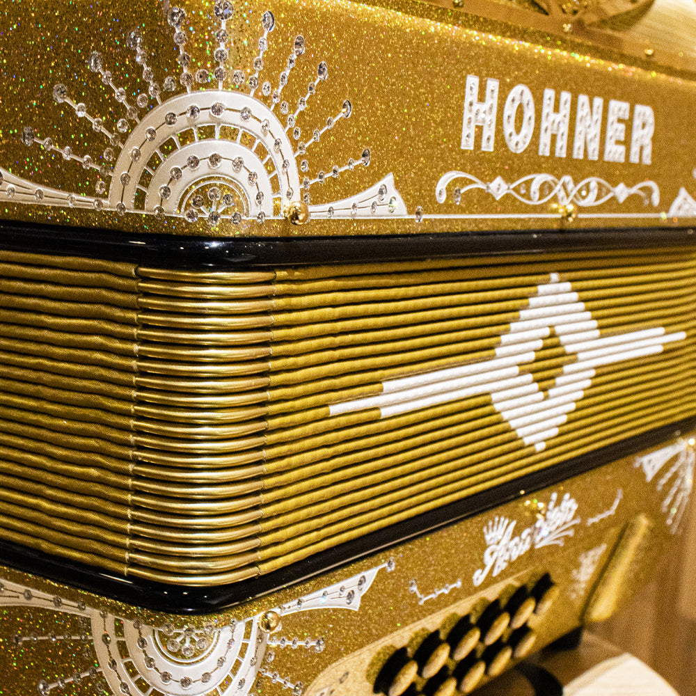 Anacleto Rey del Norte 5 Switches FBE Compact Holographic Gold-accordion-Anacleto- Hermes Music