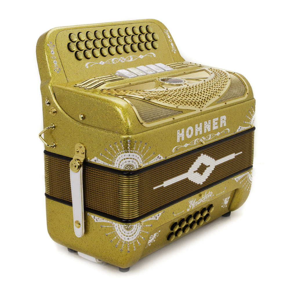 Anacleto Rey del Norte 5 Switches FBE Compact Holographic Gold-accordion-Anacleto- Hermes Music