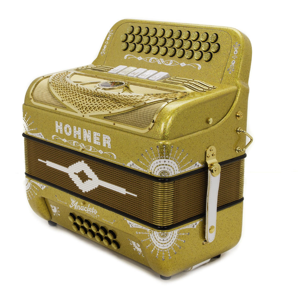 Anacleto Rey del Norte 5 Switches FBE Compact Holographic Gold-accordion-Anacleto- Hermes Music