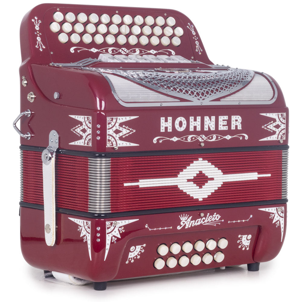 Anacleto Rey del Norte Accordion 6 Switches FBE/EAD Red Compact Accordion-Accordions & Concertinas-Anacleto- Hermes Music