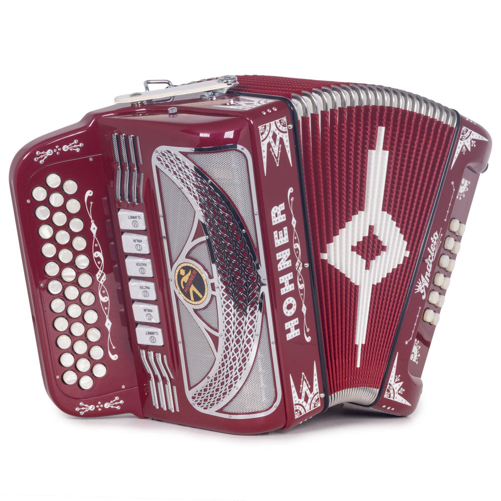 Anacleto Rey del Norte Accordion 6 Switches FBE/EAD Red Compact Accordion-Accordions & Concertinas-Anacleto- Hermes Music
