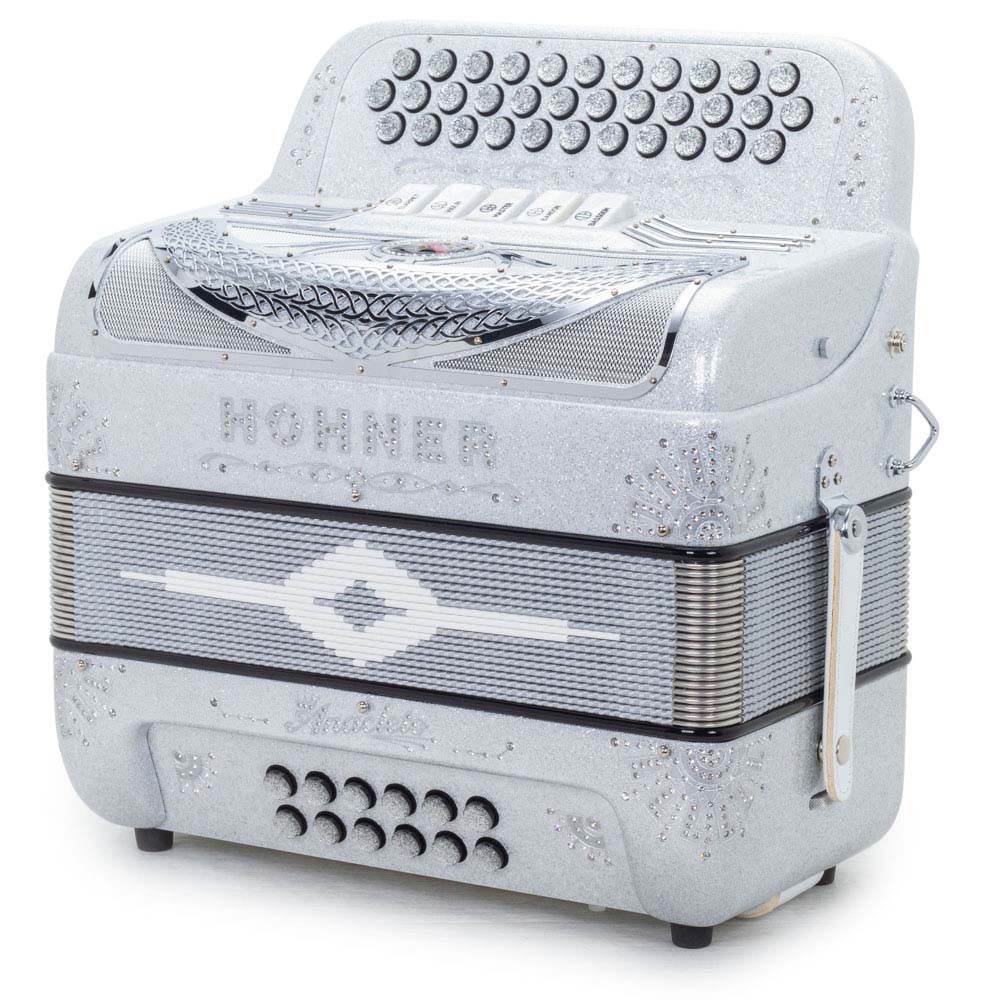 Anacleto Rey del Norte Accordion FBE 5 Switch Silver Compact-Accordions & Concertinas-Anacleto- Hermes Music