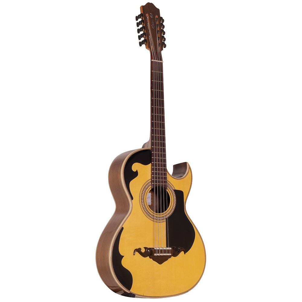 Cascabel Bajo Quinto Madera Nogal Fileteado con 3 Micas Negras