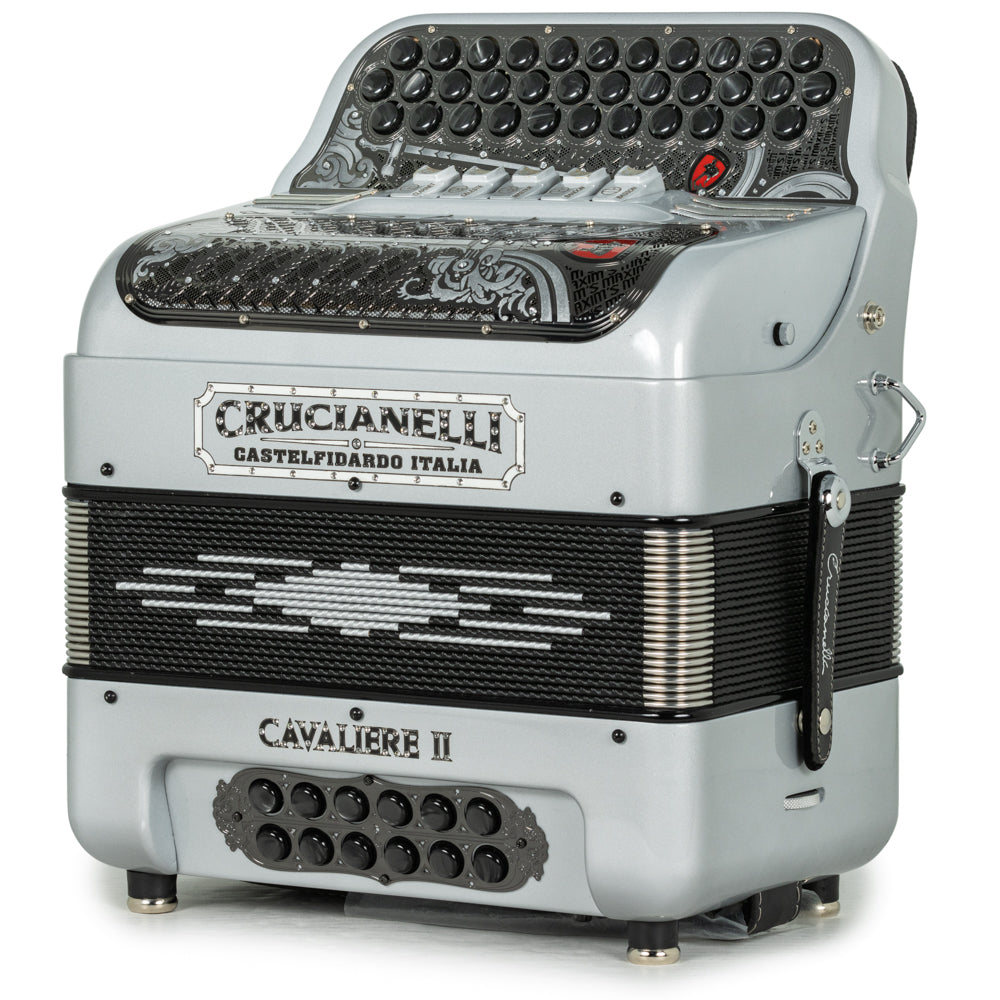 Crucianelli Cavaliere II Acordeón 5 Registros Fa Gris y Negro