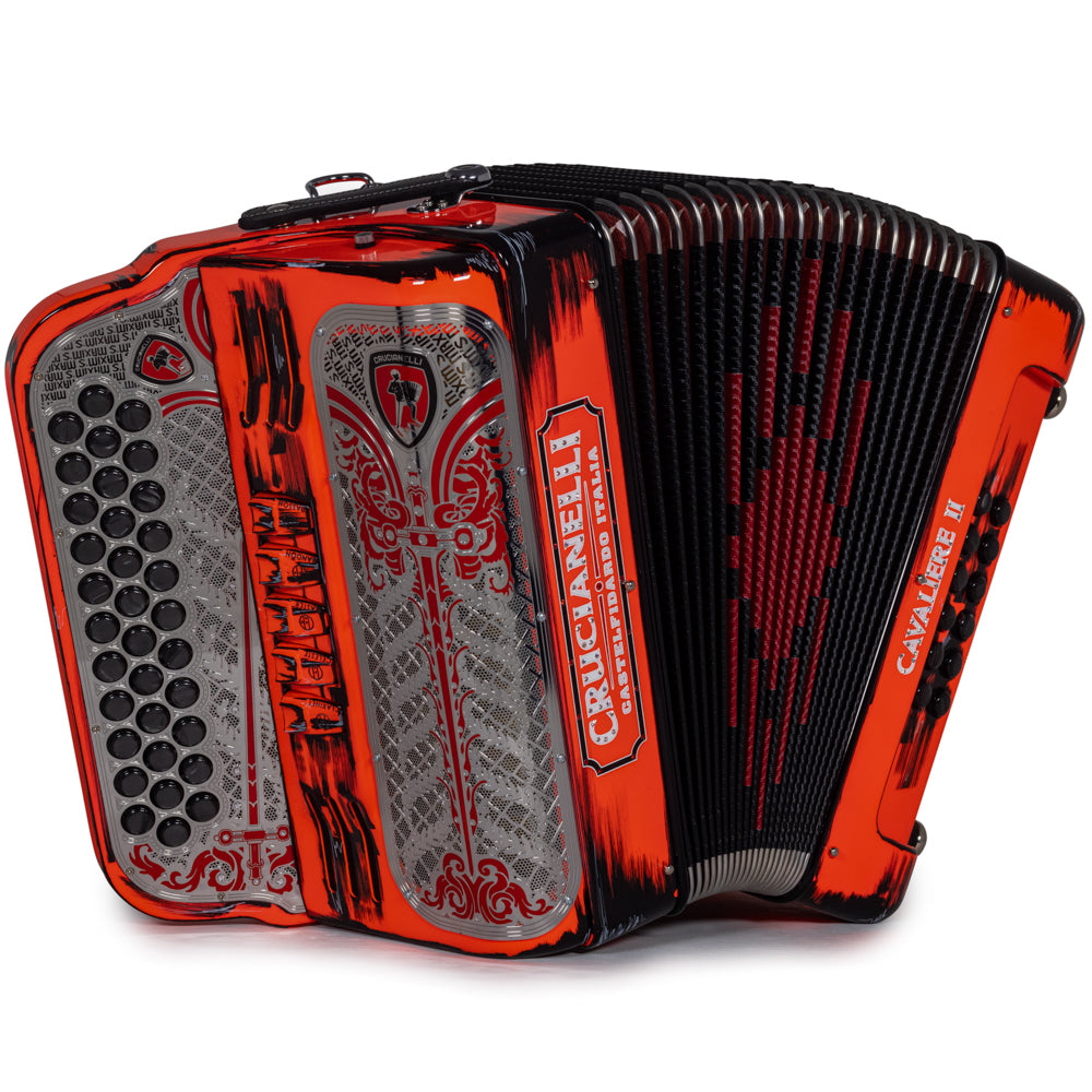 Crucianelli Cavaliere II Acordeón 5 Registros Fa en Rojo de Caricaturas con Negro