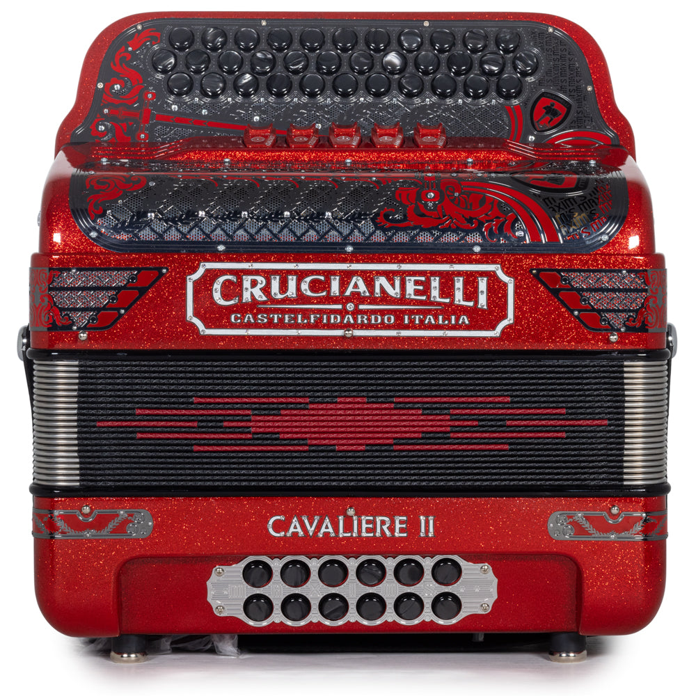Crucianelli Cavaliere II Acordeón 5 Registros Mi en Brillo Rojo con Plata