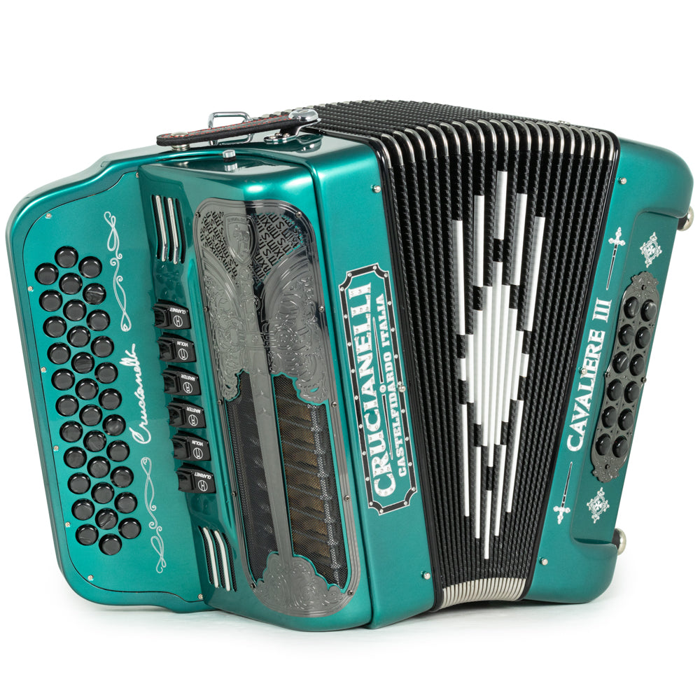 Crucianelli Cavaliere III 6 Switch 2-Tone EAD-GCF Accordion in Teal with White