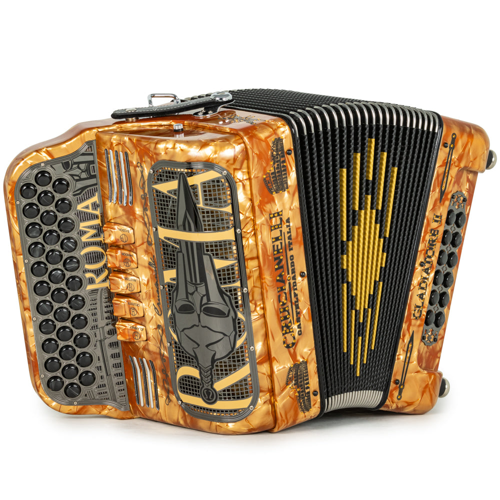Crucianelli Gladiator II Acordeón 5 Registros Mi Celuloid Naranja y Negro