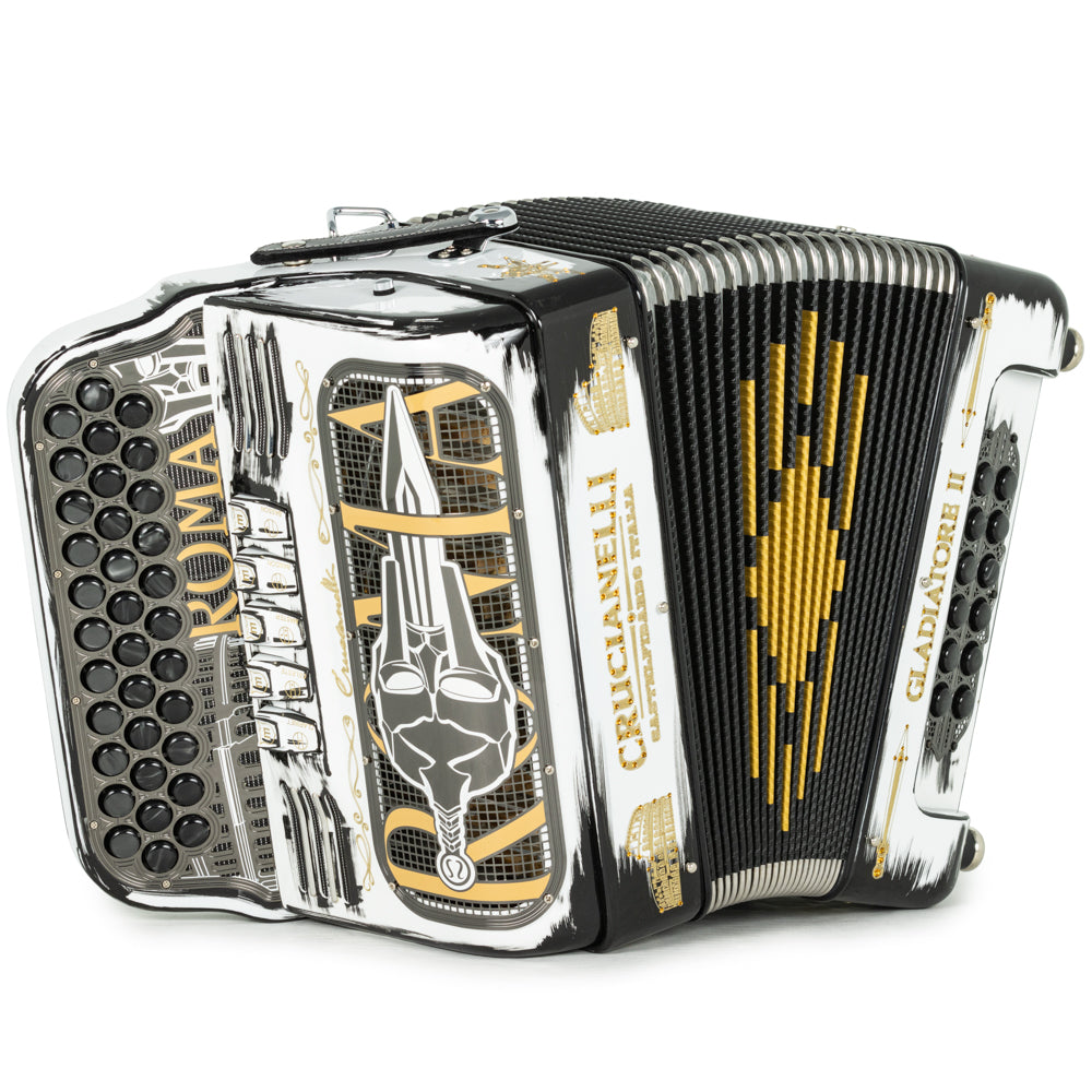 Acordeón Crucianelli Gladiator II 5 Registros Fa Negro y Blanco