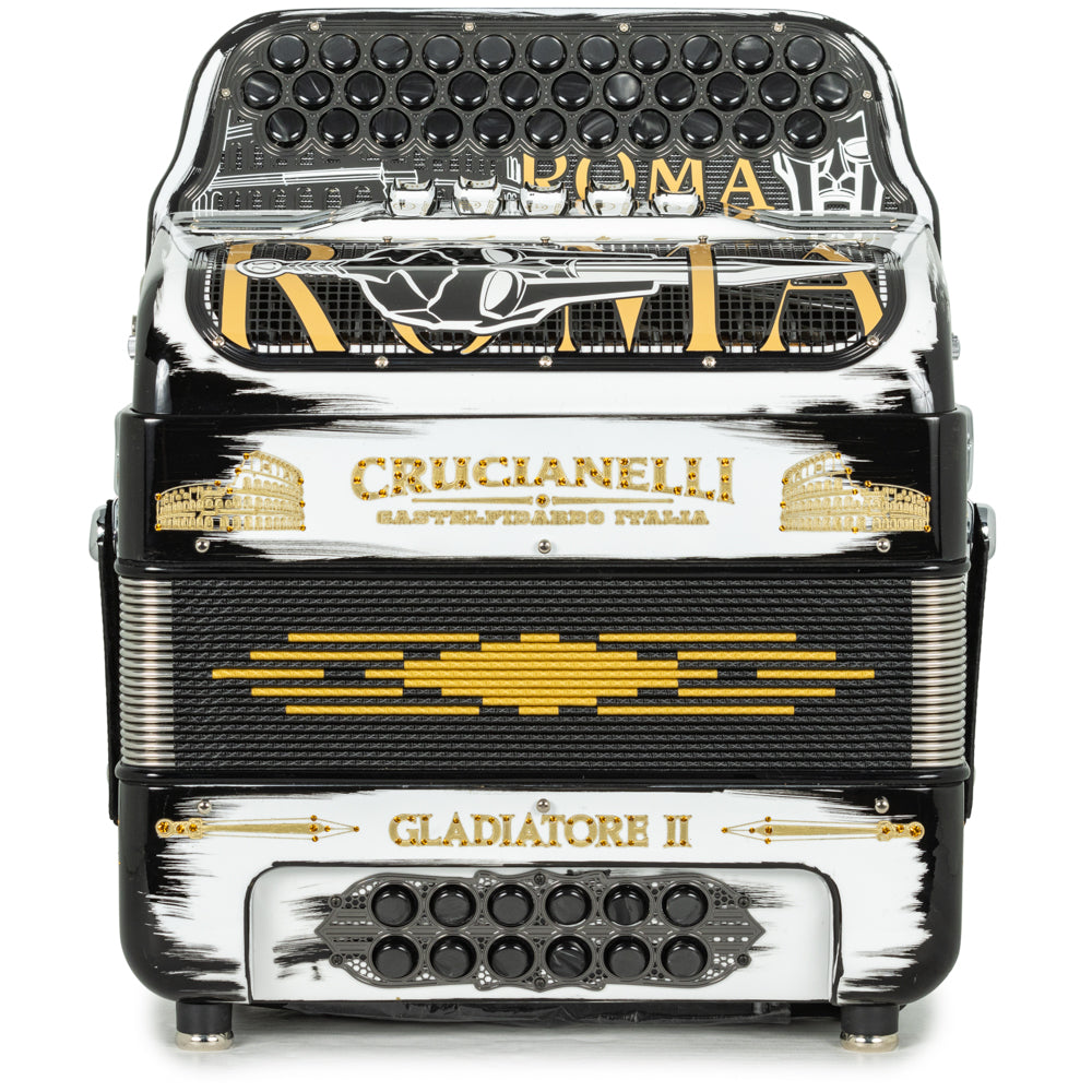 Acordeón Crucianelli Gladiator II 5 Registros Fa Negro y Blanco