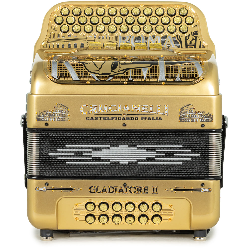 Acordeón Crucianelli Gladiator II 5 Registros Fa Oro y Plata