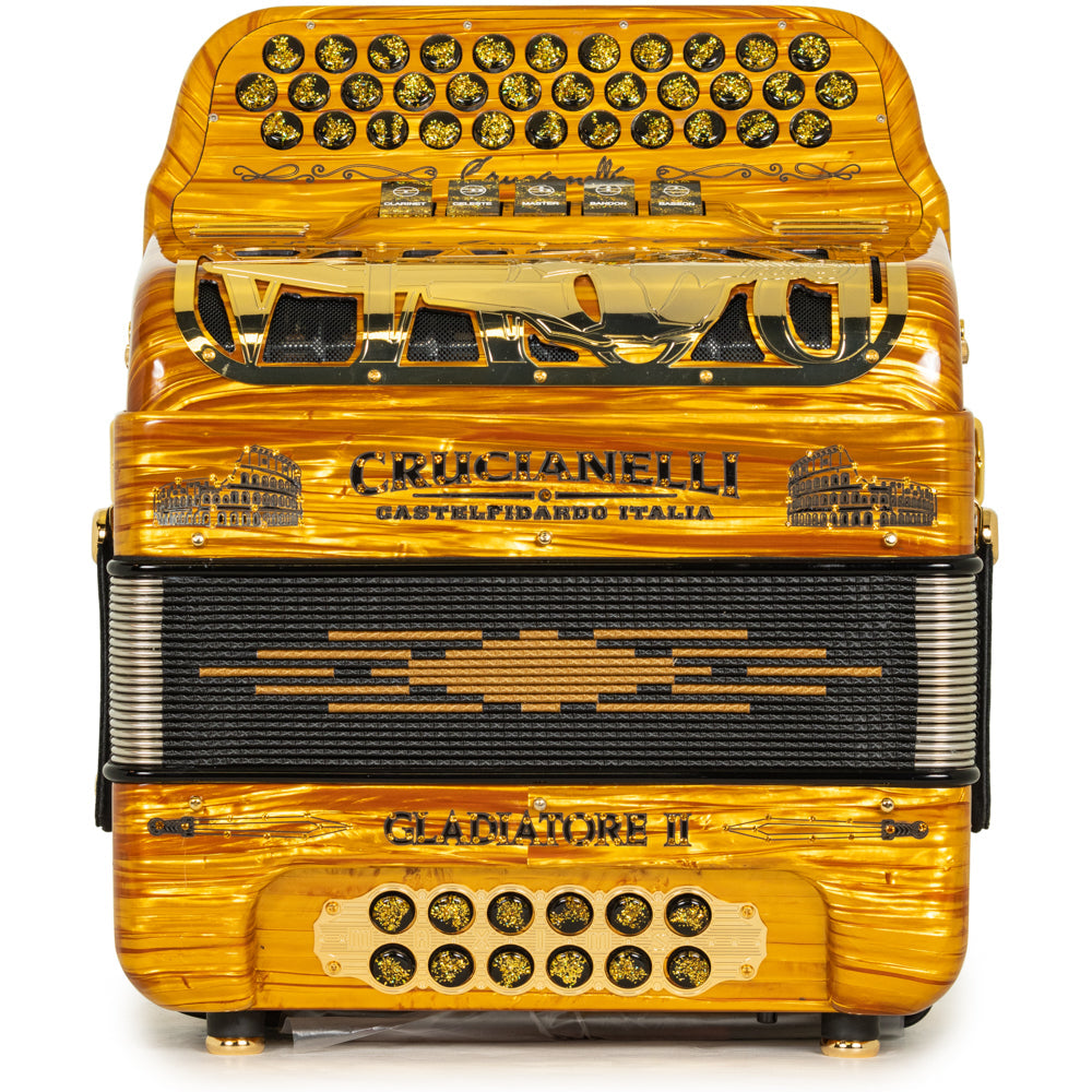 Crucianelli Gladiator II Acordeón 5 Registros Sol Madera Oro