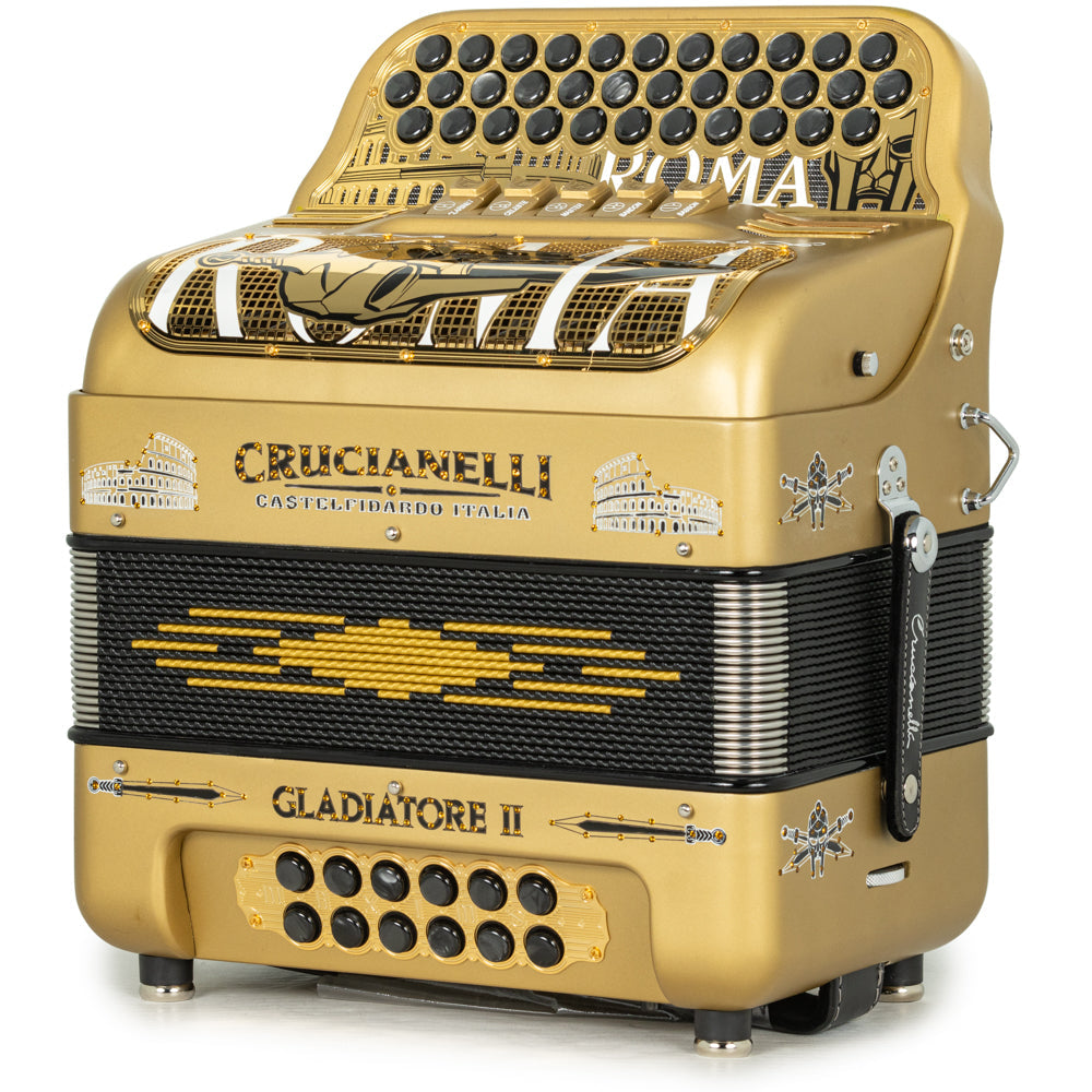 Crucianelli Gladiator II Acordeón 5 Registros Fa Matte Oro y Negro