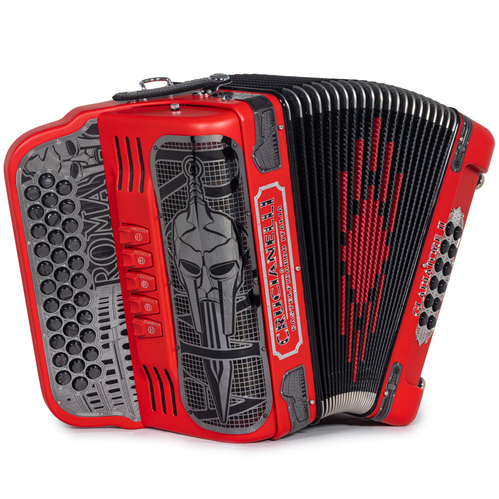 Crucianelli Gladiator II Acordeón 5 Registros Fa en Rojo Mate con Plata
