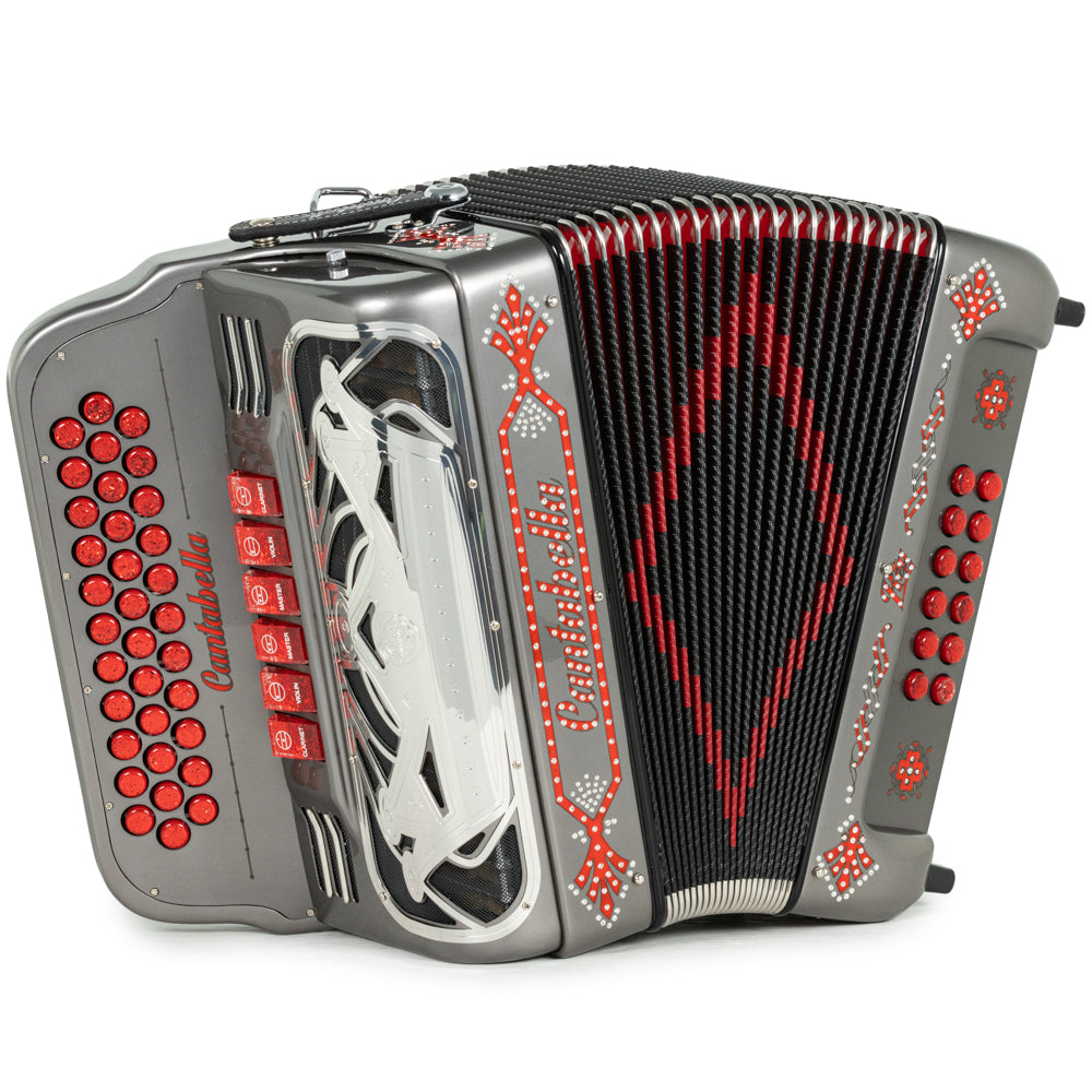 Cantabella Special Edition Ramon Ayala El Rey 2-Tone 6 Switch FBE-EAD Accordion in Metallic Dark Grey with Red