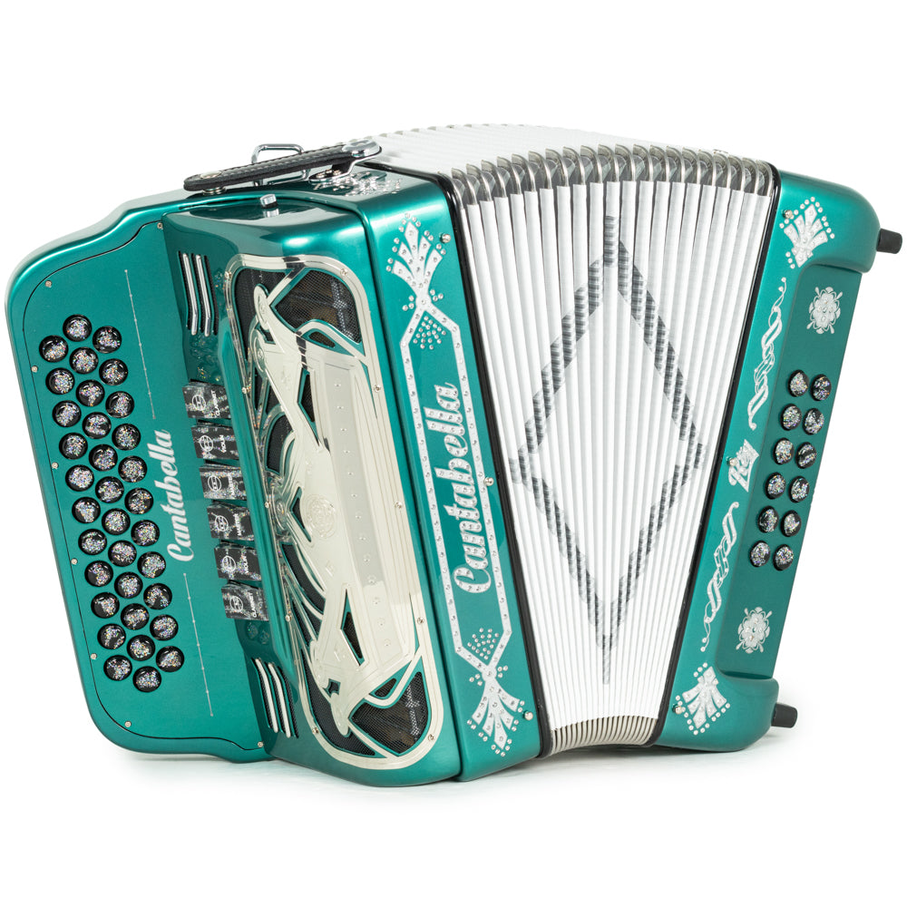 Cantabella Special Edition Ramon Ayala El Rey 2-Tone 6 Switch FBE-EAD Accordion in Teal with Silver