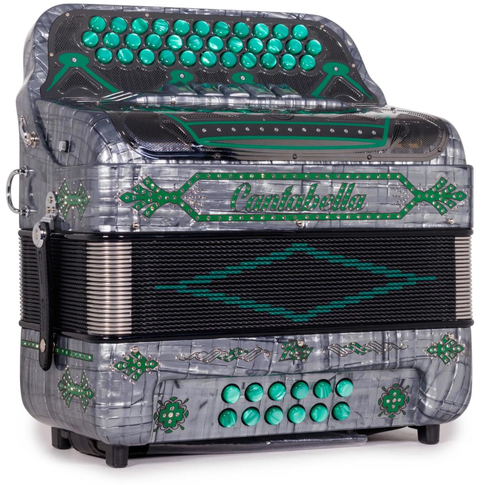 Cantabella Rey II 5 Registros FBE Celuloide Gris Metal con Accesorios Verdes