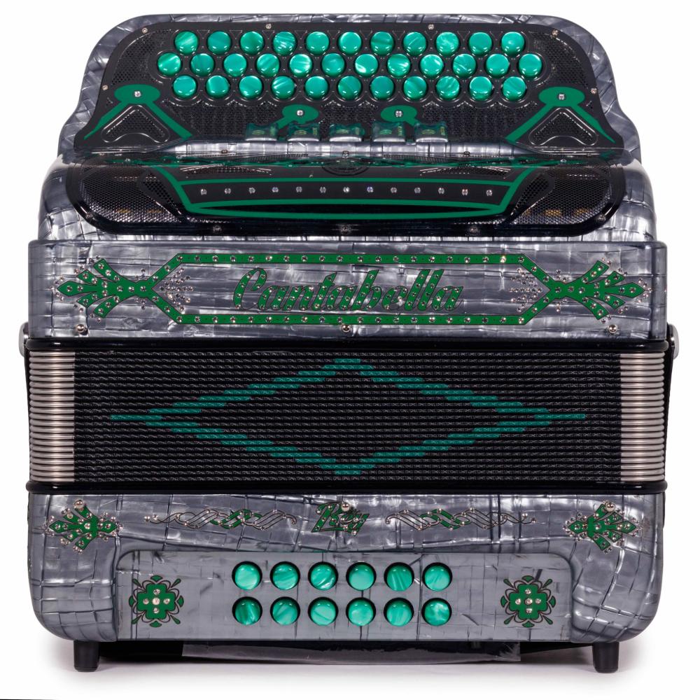 Cantabella Rey II 5 Registros FBE Celuloide Gris Metal con Accesorios Verdes