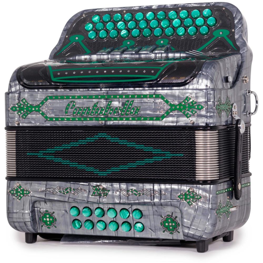 Cantabella Rey II 5 Registros FBE Celuloide Gris Metal con Accesorios Verdes