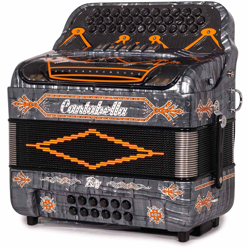Cantabella Rey II 5 Registros EAD Celuloide Gris Metal con Accesorios Naranja