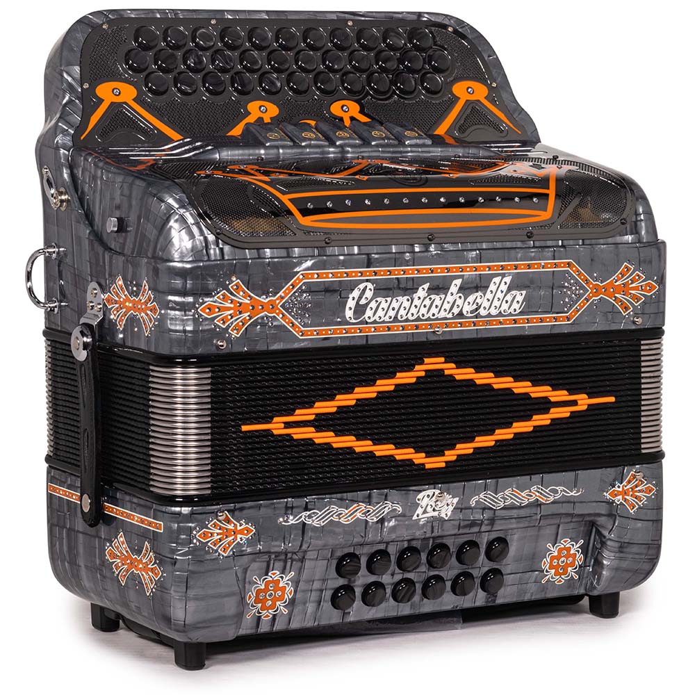 Cantabella Rey II 5 Registros EAD Celuloide Gris Metal con Accesorios Naranja