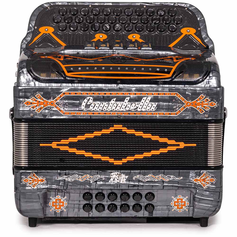 Cantabella Rey II 5 Registros EAD Celuloide Gris Metal con Accesorios Naranja
