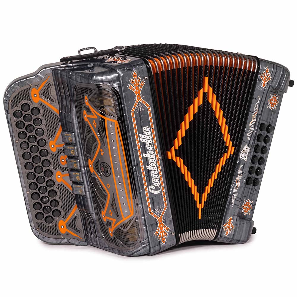 Cantabella Rey II 5 Registros EAD Celuloide Gris Metal con Accesorios Naranja